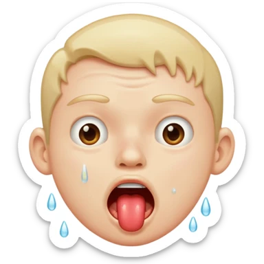 Guy drooling saliva coming out of mouth sticker