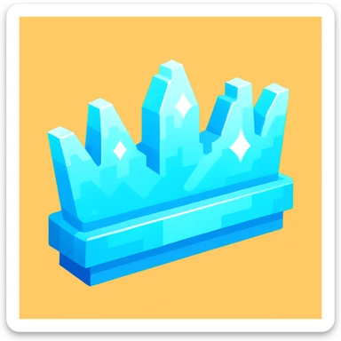 a small, elongated ice crown, simplified for a Roblox cartoon avatar, playful and shiny, blocky 3D style sticker