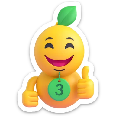 3D smiley emoji, round shape, lucky wish tag, lucky face sticker