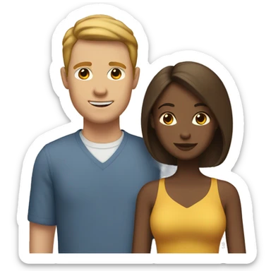 interracial couple with brown woman and white man with brown hair sticker