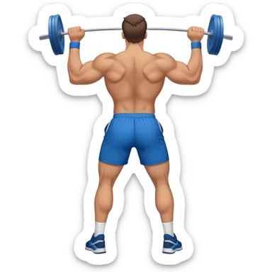 back view of buff man with blue shorts doing cable face-pulls exercise sticker