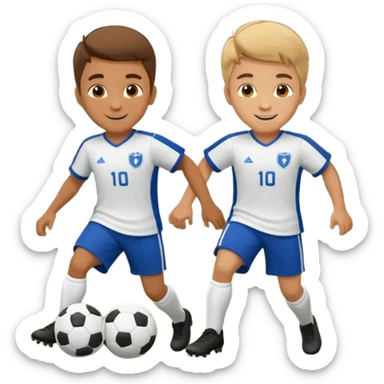 two brothers playings soccer in a park
 sticker