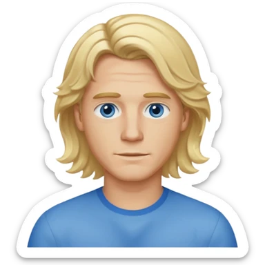 Blonde dude with wavy shoulder length middle part sticker