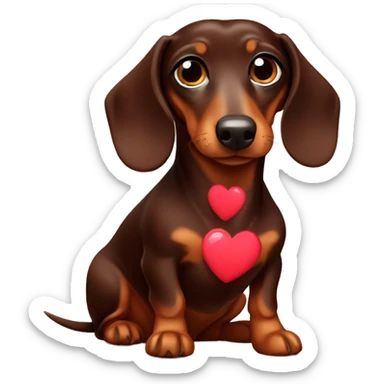 chocolate tan dachshund with heart eyes  sticker