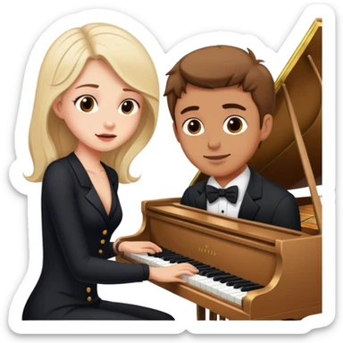 Girl crushing on man playing piano sticker