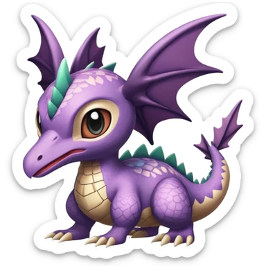 Shiny Cute Adorable Aerodactyl-Noivern-Archeops-Hybrid-Creature with pattern-markings sticker