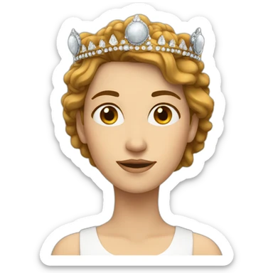 White women wearing a crown with a moon behind her and brownish hair  sticker