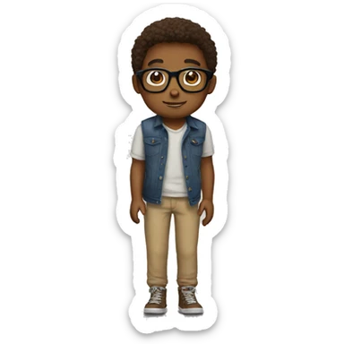 boy with glasses and stuffedanimal sticker