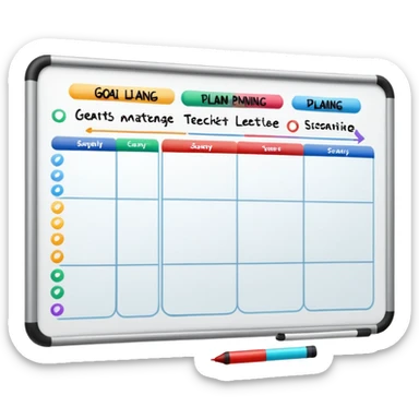Goal planning on a white board sticker