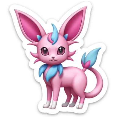 Espeon-Sylveon-Skitty-Fakémon-hybrid-creature (full body)  sticker