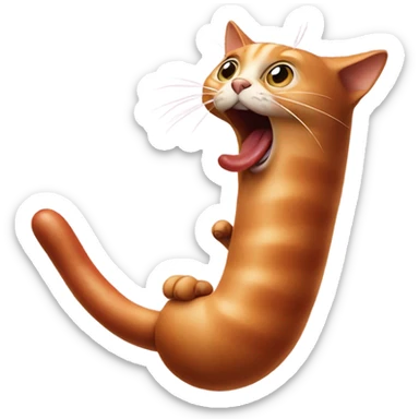 Cat with a big sausage sticker