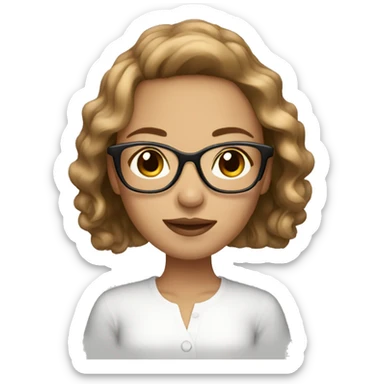 Glamorous girl with light brown hair and brown eyes with glasses sticker