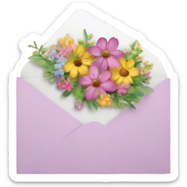 Beautiful Greeting card with flowers on the cover sticker