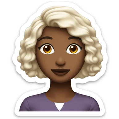 Créame una chica rizada de pelo marrón medio corto , que sea de piel blanca , con un poco de maquillaje  sticker