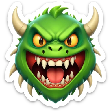 big ugly monster with a big mouth and long sharp fangs sticker
