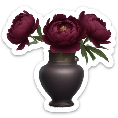 burgundy peonies in an aesthetic vase sticker