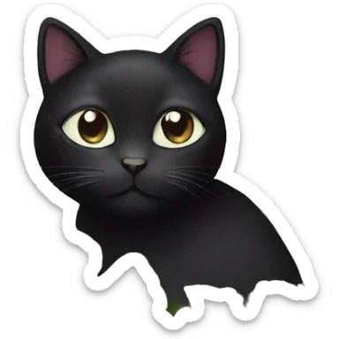 Black cat in the shape of lilac flower sticker