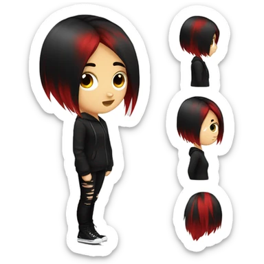 Emo girl with red and black hair sticker