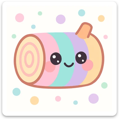 happy log, cute and round, blushing cheeks, expressive eyes, pastel colors sticker