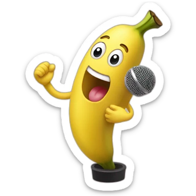Banana singing with microphone sticker
