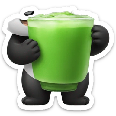 A Aestetic Emjo who is a Panda drinking Matcha sticker
