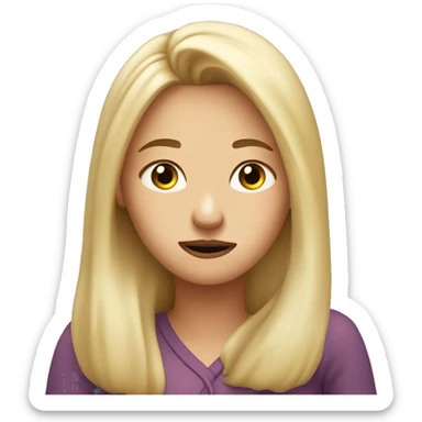 Woman with blond long hair, her hand held up under her chin, rolling her eyes impatiently looking annoyed  sticker