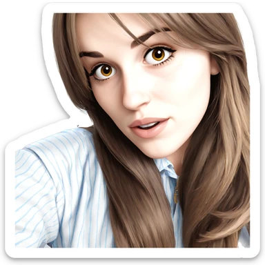 girl with long brown hair sticker
