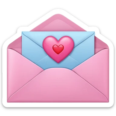 envelope with a heart sticking out of it in y2k style sticker