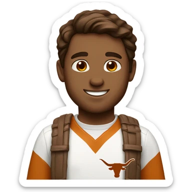 Brown haired White man in University of Texas Longhorn clothes sticker