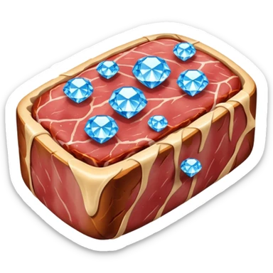 Meat with diamond textur and blue color sticker