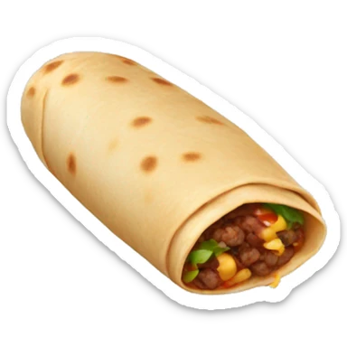 a long single burrito emoji, use only black and white colors. sticker