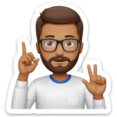 A brown-haired man with a designer stubble beard and rectangle glasses. He shrugs in a "I don't know" gesture, In the background the Romania flag. sticker