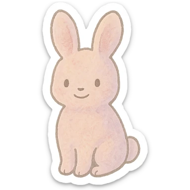 tiny pastel bunny silhouette, Japanese hand-drawn kawaii, full object, gentle smile sticker