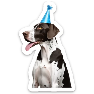 Party hat on black & white german shorthair pointer sticker