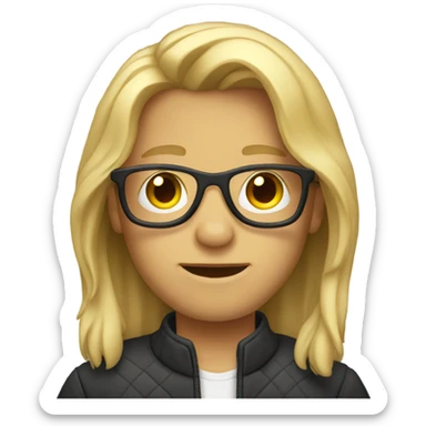 Boy with blond long hair with glasses sticker