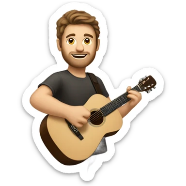 Caucasian now with brown hair playing acoustic guitar sticker
