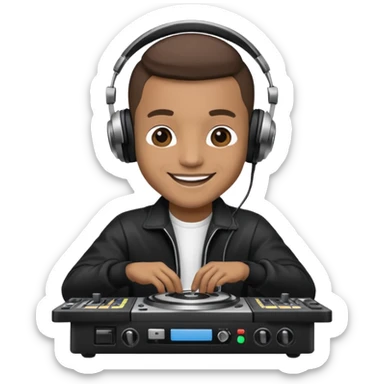 Dj playing music on his dj stand (ios emoji style) sticker