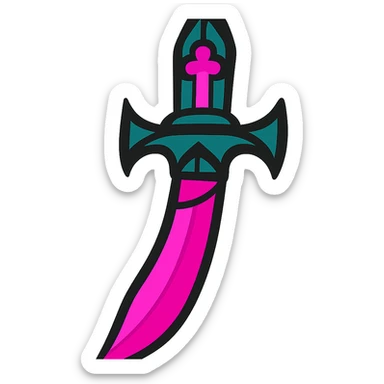 gothic knife with pink blade, vibrant toon style sticker