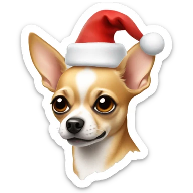 Chihuahua wearing a Christmas hat sticker
