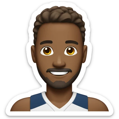 brown skin man with goatee in volleyball uniform smiling sticker