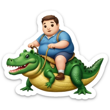A fat pig riding a alligator  sticker
