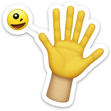 puppet strings hand with yellow skin sticker