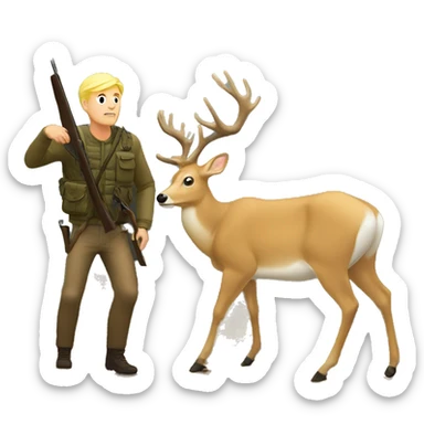 Blonde man hunting deer  sticker