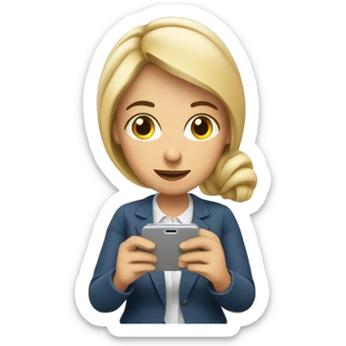 A European woman working from her smartphone  sticker