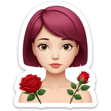 A beautiful girl with flowers rose Short hair  sticker