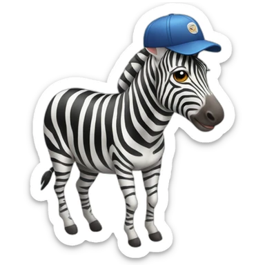 Hopping zebra wearing cap sticker