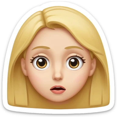 Face looking to the side with wide eyes and low mouth with raised eyebrows (the viral face for this is a bad idea, but we’re totally gonna do it together anyway) make it a girl and make them tilting their head to the side, looking at me with side eyes and mouth closed sticker