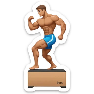 bodybuilder step onto plyo-box side-view sticker