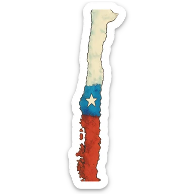 ghibli style Chile country map with flag colors sticker
