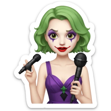 joker with dress, microphone, singing sticker